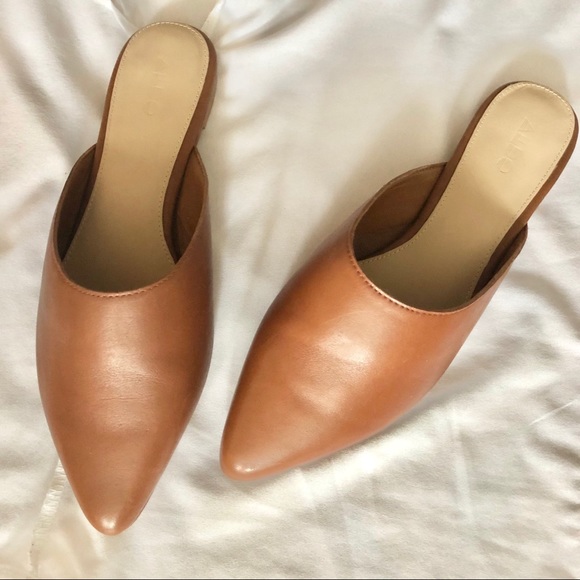 Aldo Shoes - BRAND NEW Genuine Leather Brown Mules Flats